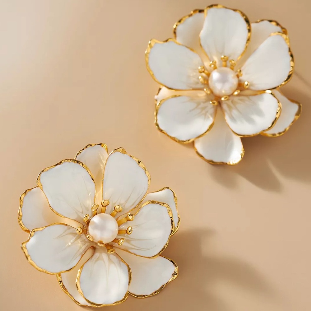 The Reef Hand painted Flower Earrings